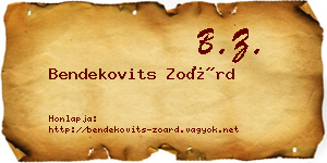 Bendekovits Zoárd névjegykártya